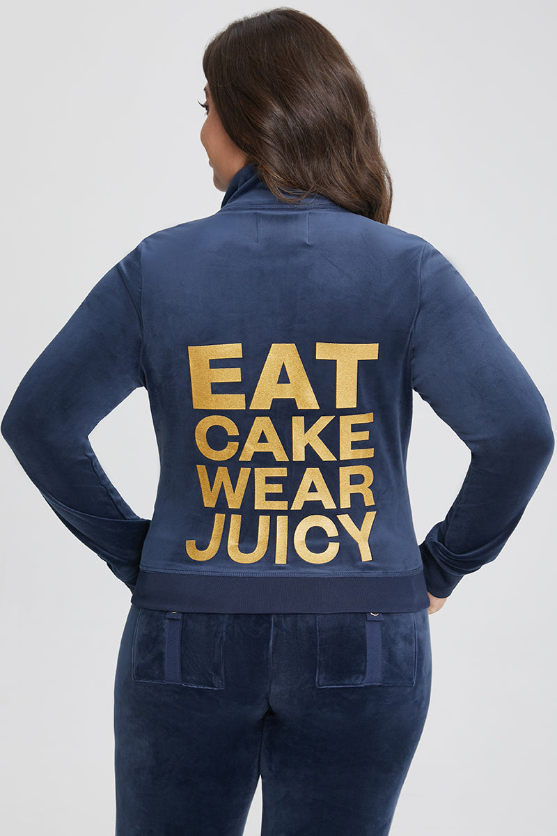 Plus-Size Eat Cake Wear Juicy Mockneck Jacket - Regal Blue - Juicy Couture