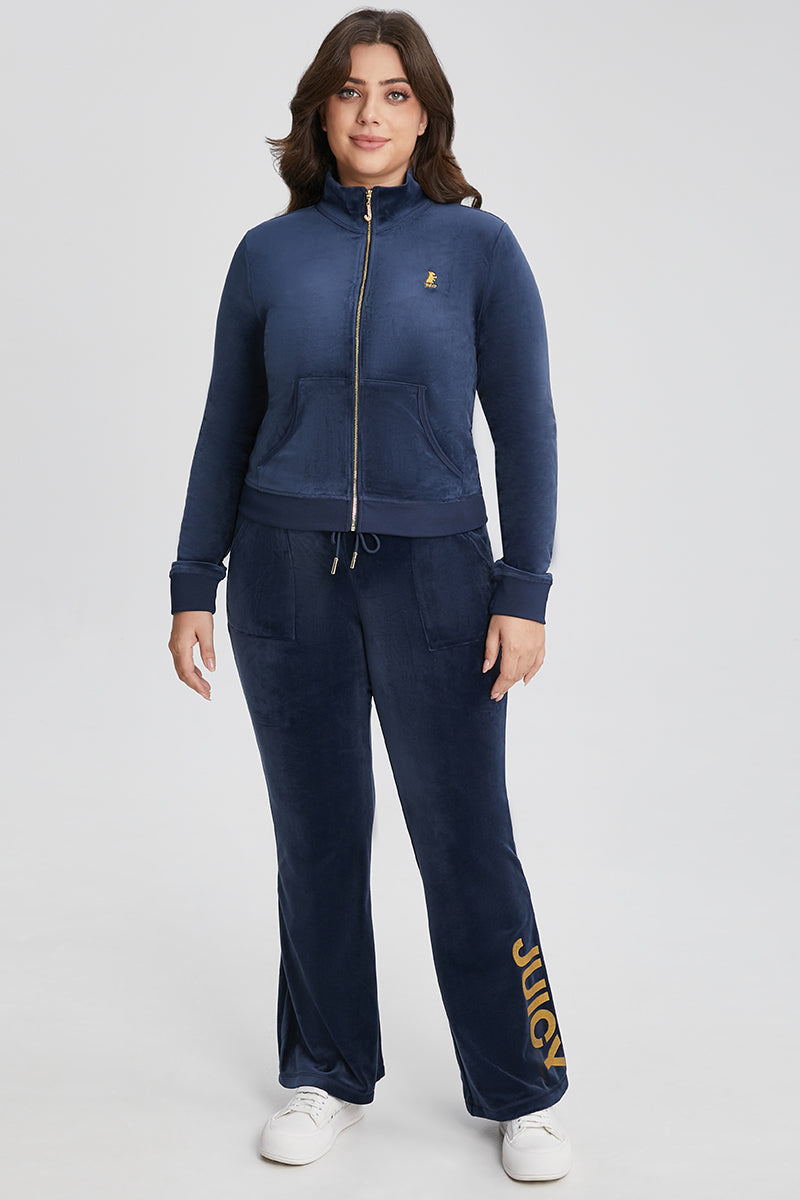 Plus-Size 30th Birthday Snap Pocket Velour Pants