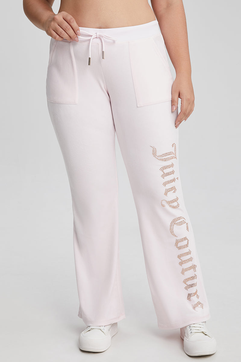 Plus-Size 30th Birthday Big Bling Snap Pocket Velour Pants - Juicy Couture