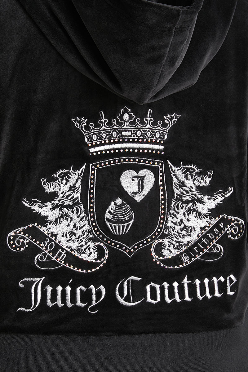 Plus-Size 30th Birthday Relaxed Scottie Velour Hoodie - Juicy Couture