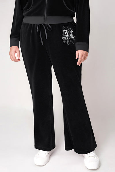 Plus-Size Monogram Heritage Cotton Velour Track Pants - Juicy Couture