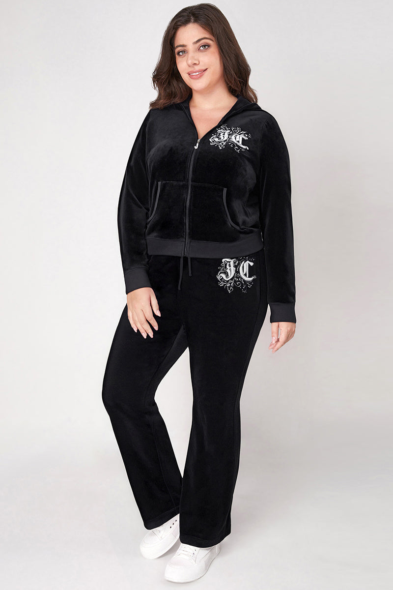Plus-Size Monogram Heritage Cotton Velour Track Pants