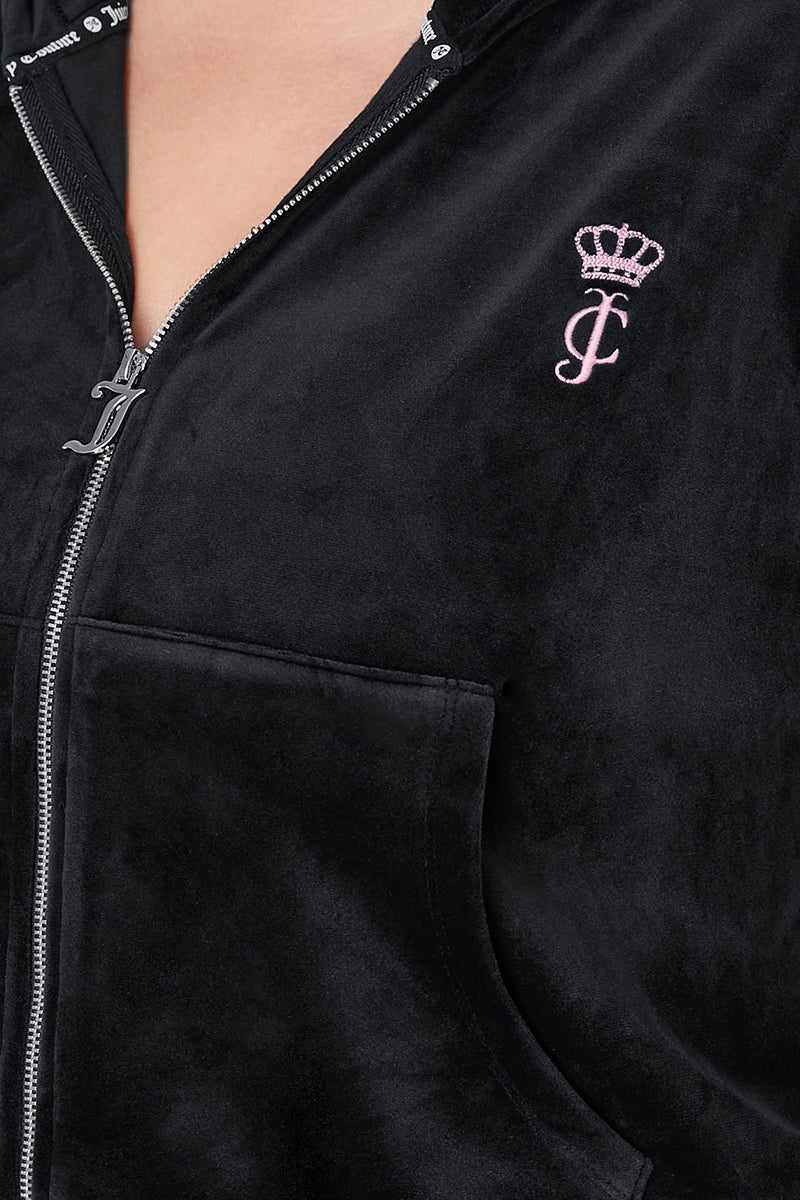 Plus-Size Relaxed Velour Zip Hoodie