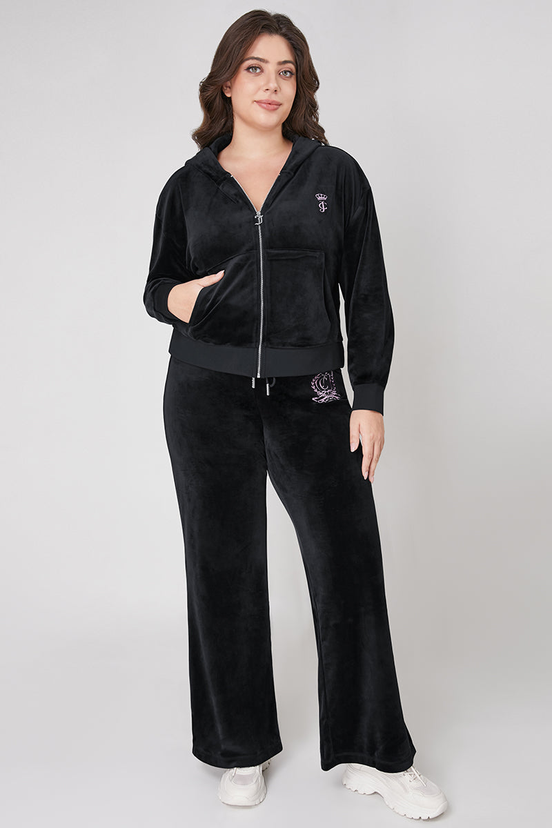 Plus-Size Relaxed Velour Zip Hoodie