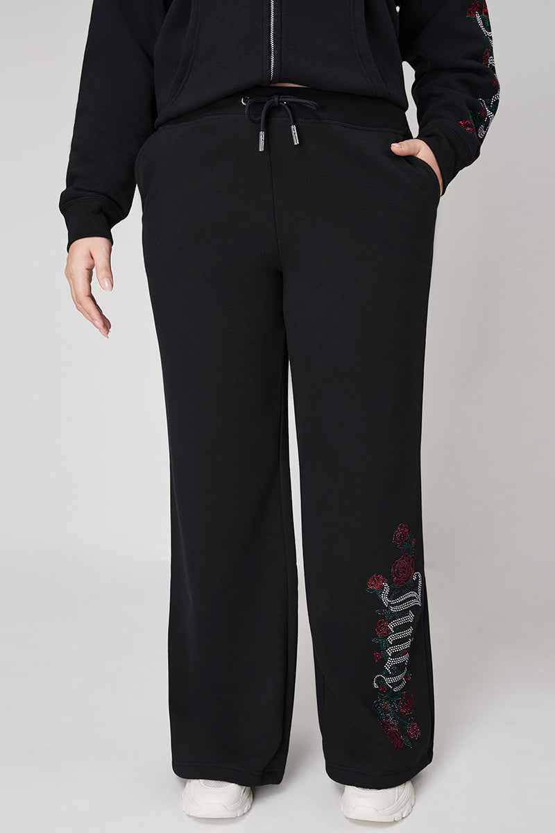 Plus-Size Roses Wide Leg Track Pants - Juicy Couture