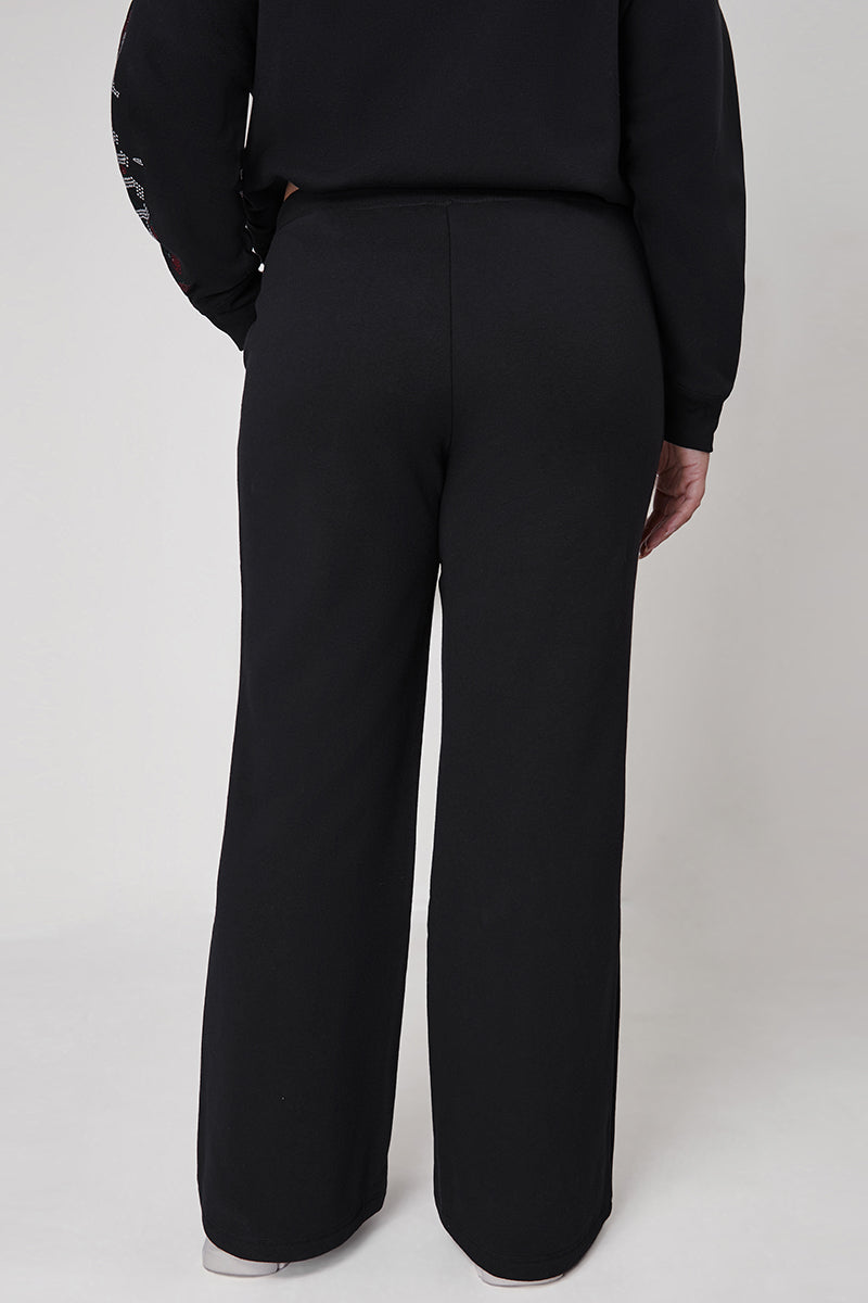 Plus-Size Roses Wide Leg Track Pants