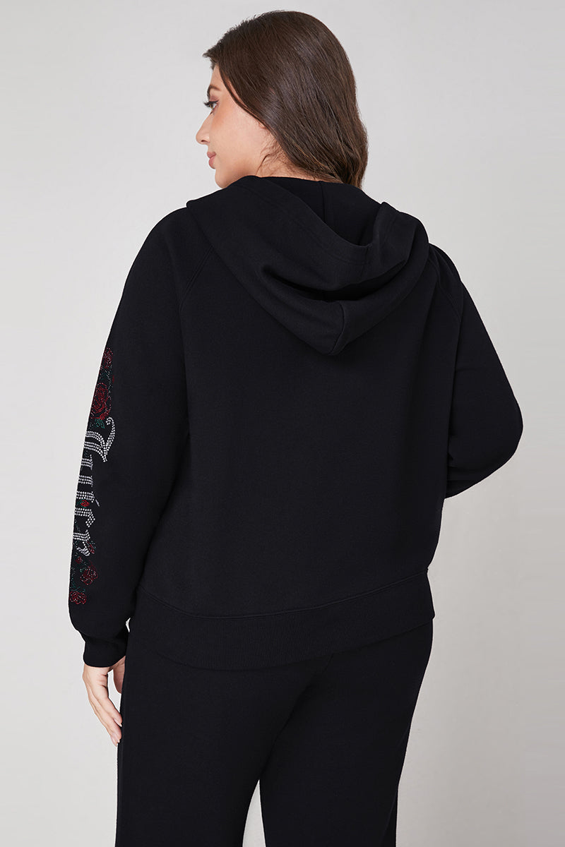 Plus-Size Roses Oversized Zip Front Hoodie - Juicy Couture