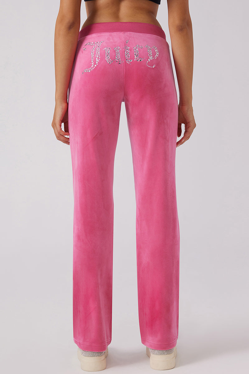 Long Length Angel Couture Big Bling Velour Track Pants