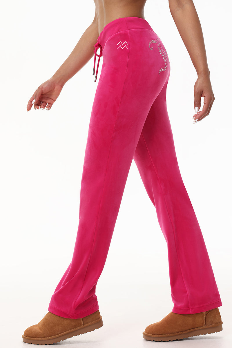 Custom Zodiac OG Big Bling Velour Track Pants - Free Love - Juicy