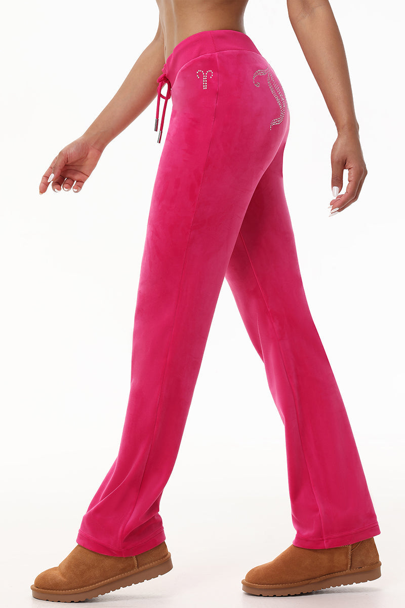 Custom Zodiac OG Big Bling Velour Track Pants - Free Love - Juicy
