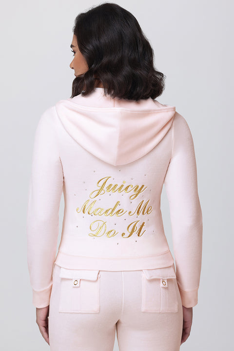 Made Me Do It Cotton Velour Hoodie - Soft Glow - Vince Camuto