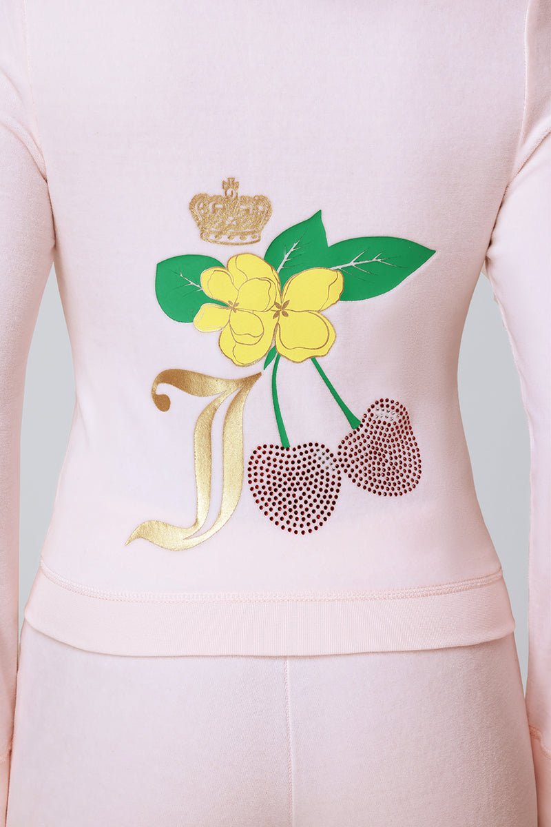 Cherry Heritage Cotton Velour Mockneck Jacket - Soft Glow - Vince Camuto