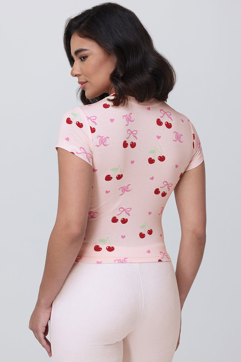 All Over Cherry Baby Tee - Cherry Print - Vince Camuto
