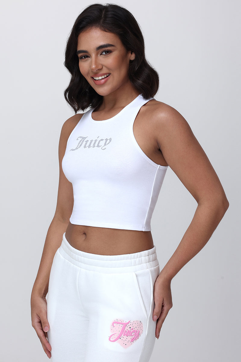 Small Bling High Neck Crop Tank - Bleached White - Vince Camuto