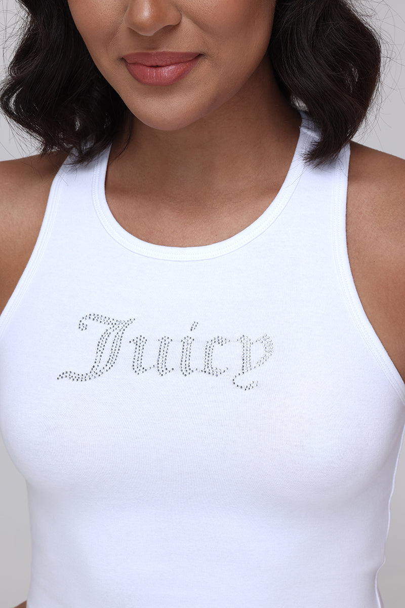Small Bling High Neck Crop Tank - Bleached White - Vince Camuto