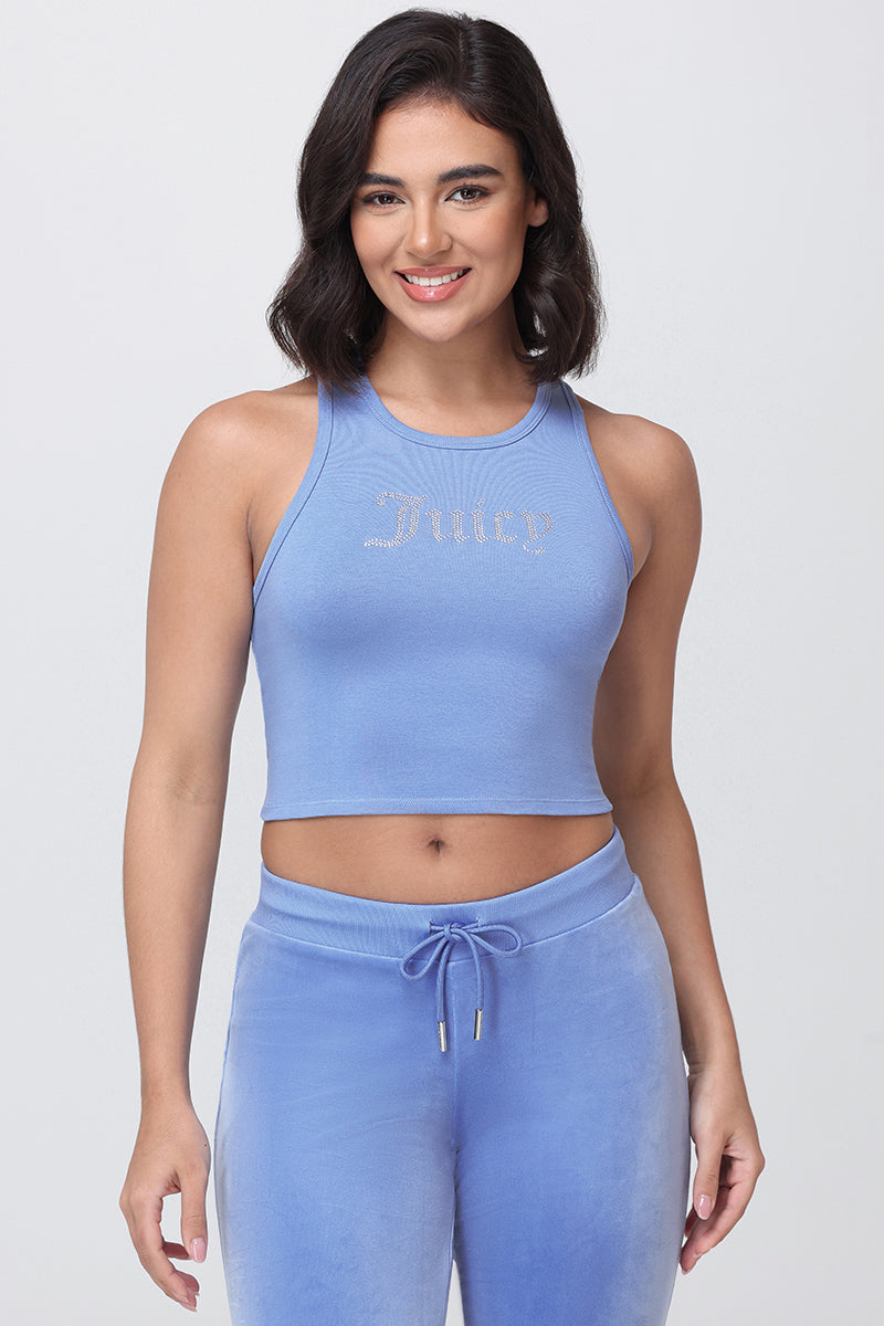 Small Bling High Neck Crop Tank - Granada Sky - Juicy Couture
