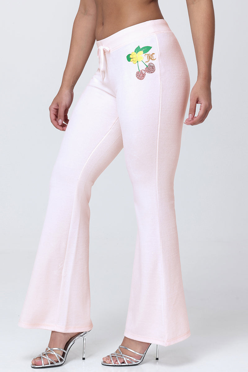 Cherry Heritage Cotton Velour Wide Leg Pants - Soft Glow - Vince Camuto