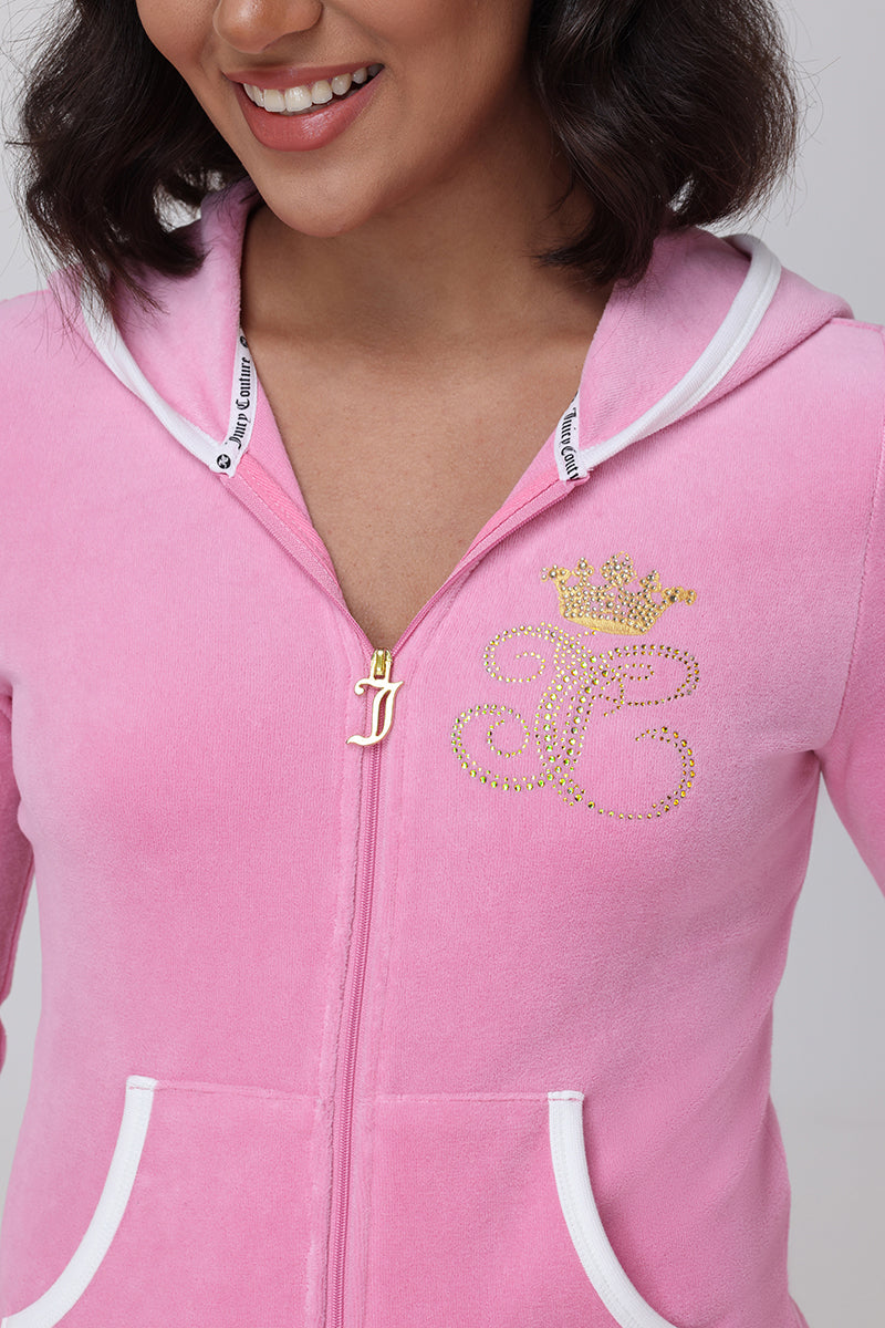 Lady Juicy Heritage Cotton Velour Hoodie - Hot Hot - Vince Camuto