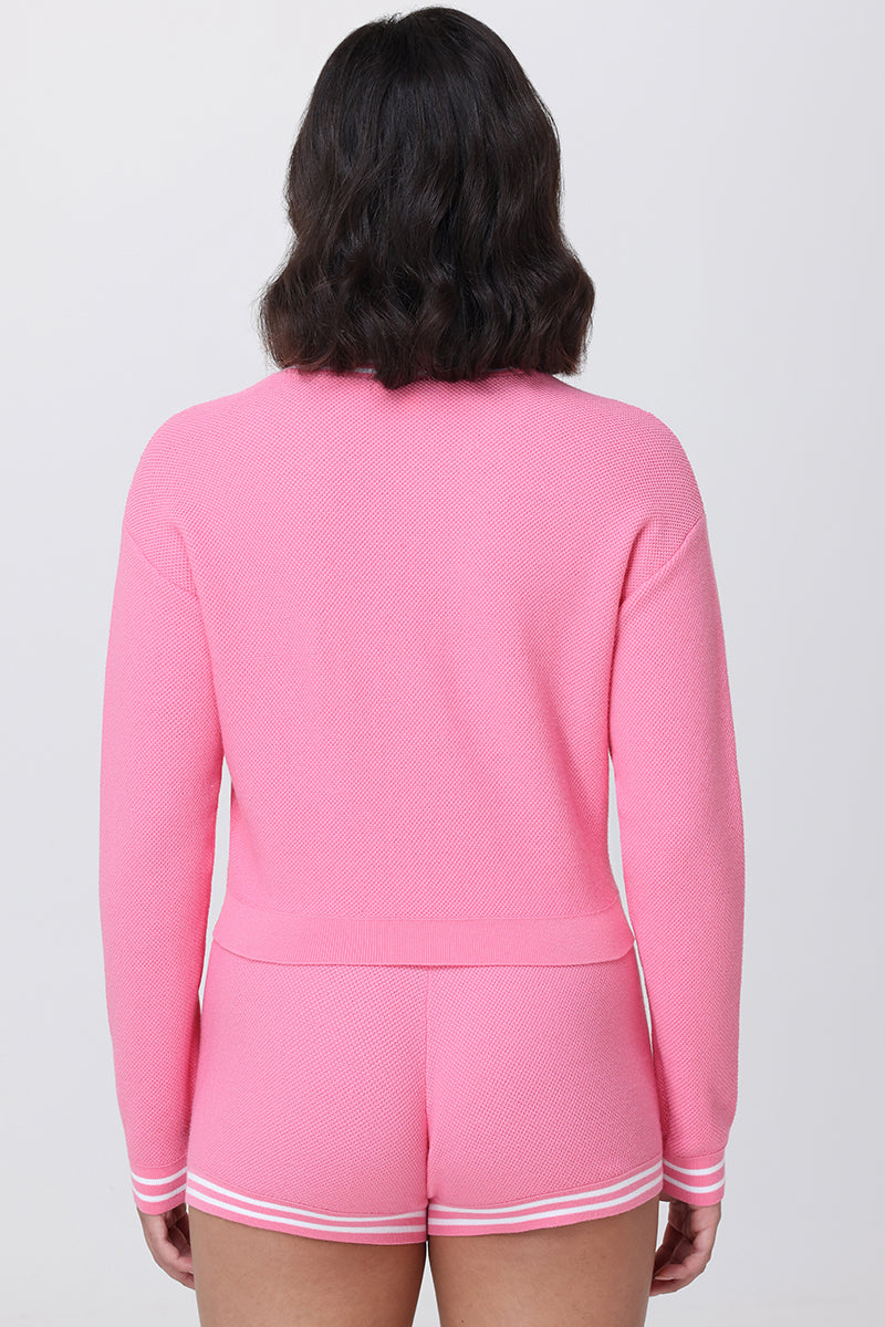 Embroidered Tipped Sweater Cardigan - Hot Hot - Juicy Couture