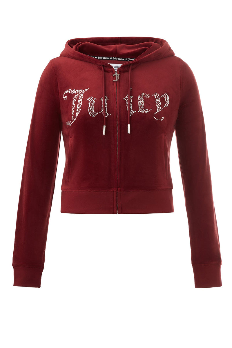 Front Mixed Crystals Velour Hoodie