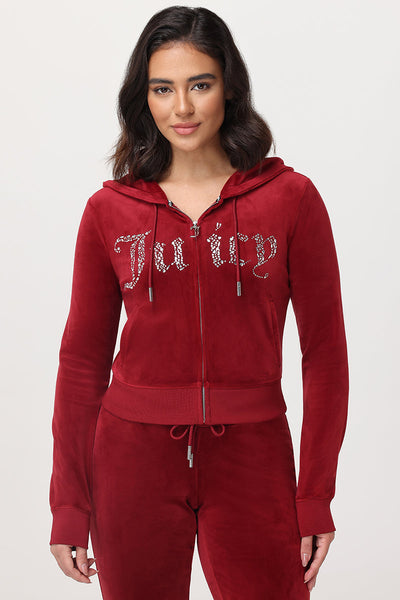 Front Mixed Crystals Velour Hoodie