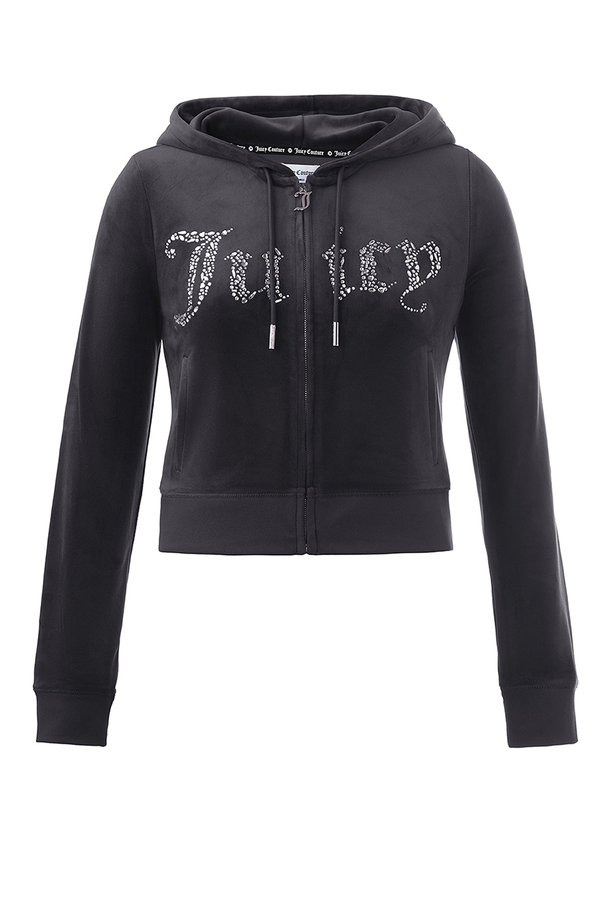 Front Mixed Crystals Velour Hoodie - Juicy Couture