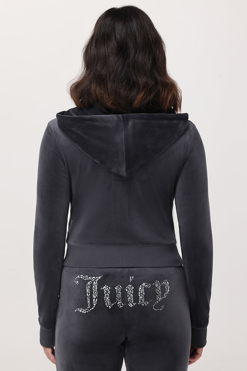 Front Mixed Crystals Velour Hoodie