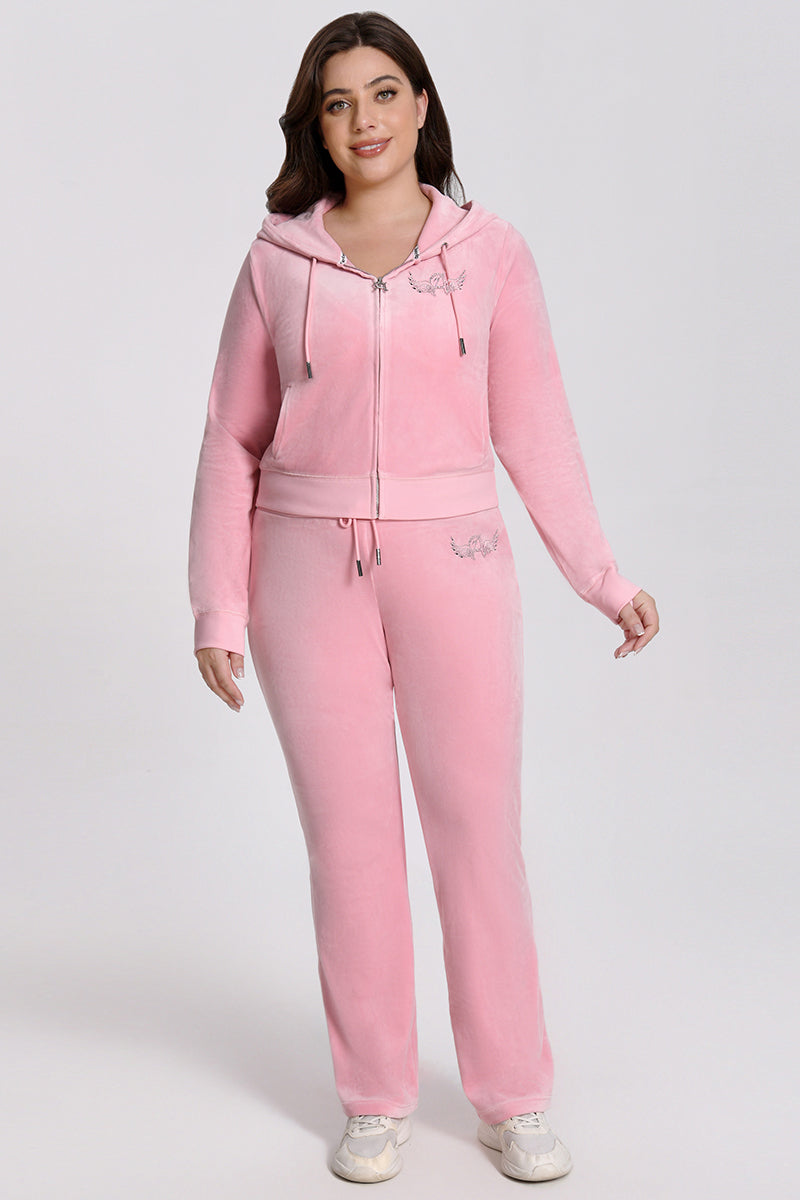 Plus-Size Angel Couture Big Bling Velour Hoodie