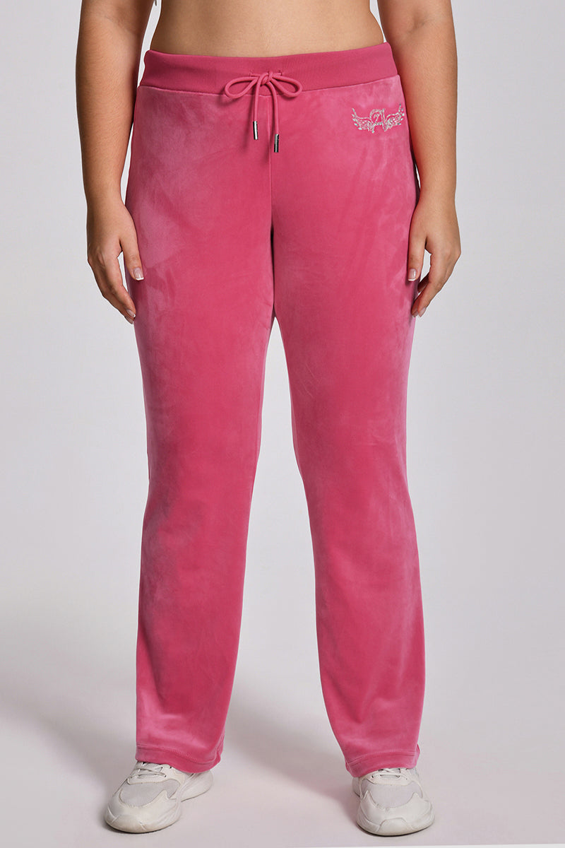 Plus-Size Angel Couture Big Bling Velour Track Pants