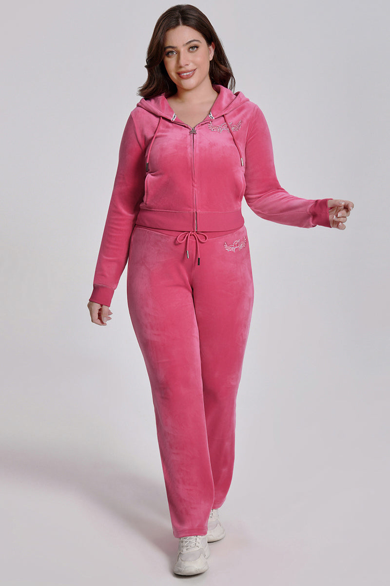 Plus-Size Angel Couture Big Bling Velour Track Pants