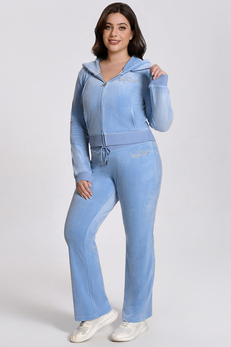 Plus-Size Angel Couture Big Bling Velour Track Pants