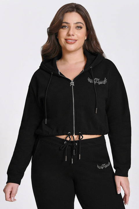 Plus-Size Angel Couture Cropped Fleece Hoodie