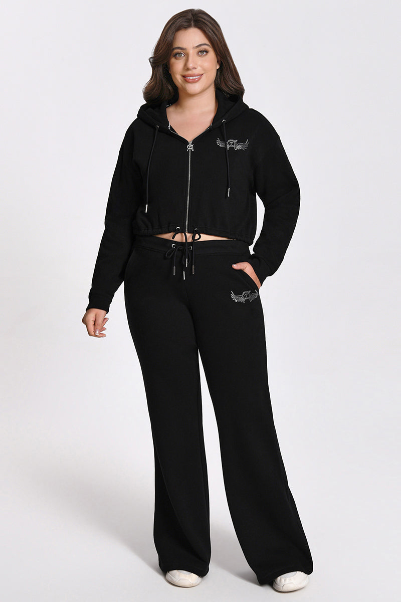 Plus-Size Angel Couture Cropped Fleece Hoodie