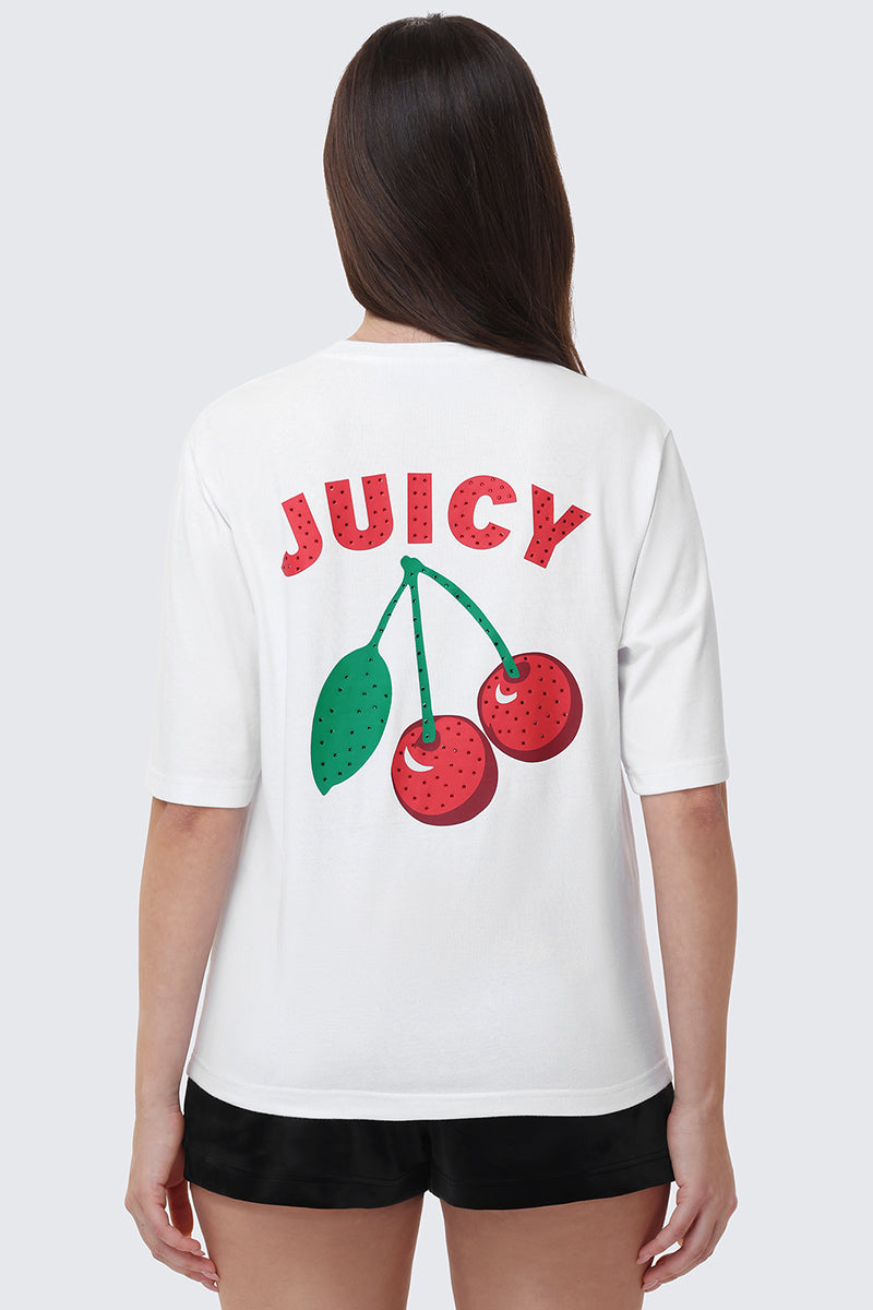 リラクゼーショングッズ Juicy Cherry Cherry Bling Graphic Tee – Juicy Couture