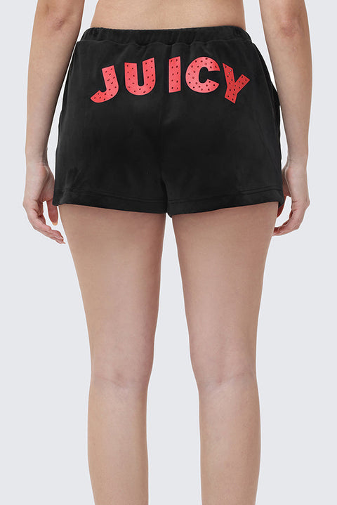 Cherry Bling Velour Shorts - Liquorice - Juicy Couture