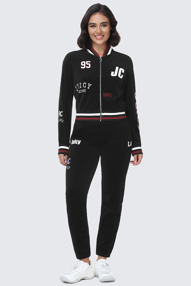 Mixed Logo Cotton Velour Bomber Jacket – Juicy Couture