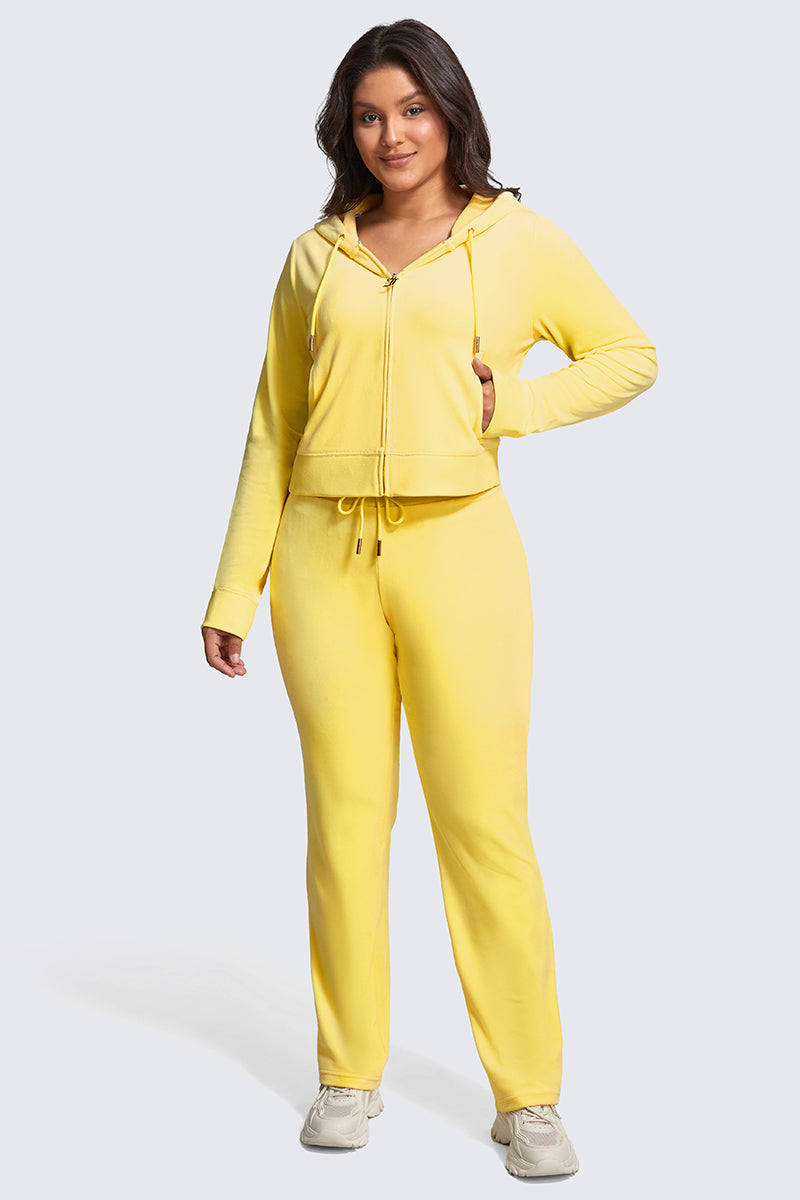 Plus-Size OG Big Bling Velour Hoodie - Buttercup - Juicy Couture