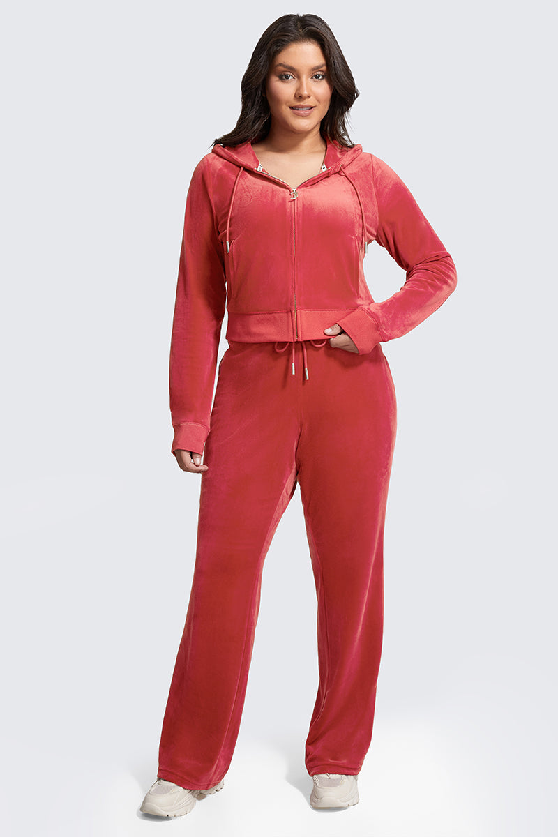 Plus-Size OG Big Bling Velour Hoodie - Maraschino - Juicy Couture