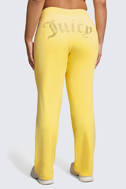Plus-Size OG Big Bling Velour Track Pants - Buttercup - Juicy Couture