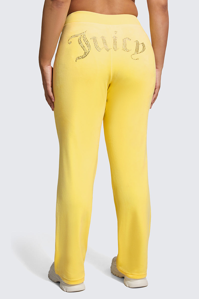Plus-Size OG Big Bling Velour Track Pants - Buttercup - Juicy Couture