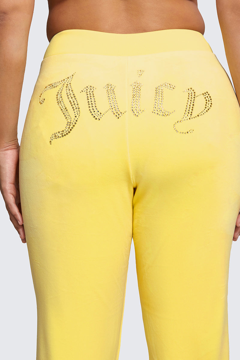 Plus-Size OG Big Bling Velour Track Pants - Buttercup - Juicy Couture
