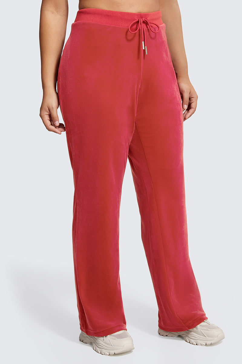 Plus-Size OG Big Bling Velour Track Pants - Maraschino - Juicy Couture