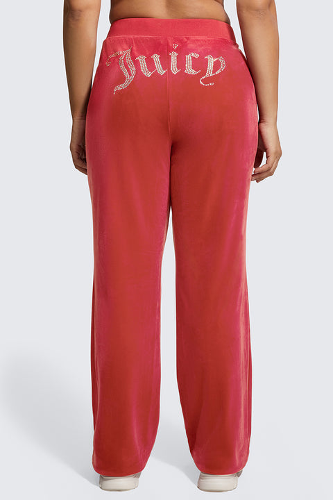 Plus-Size OG Big Bling Velour Track Pants - Maraschino - Juicy Couture
