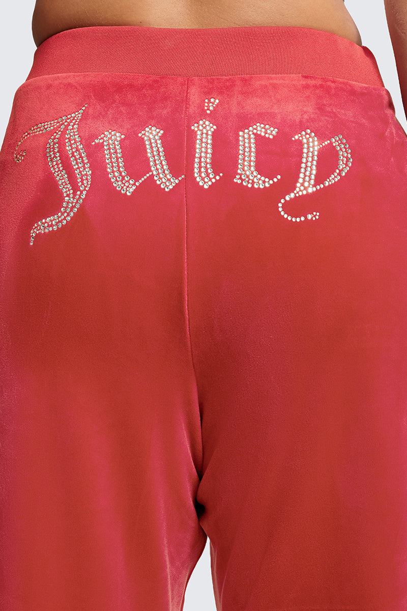Plus-Size OG Big Bling Velour Track Pants - Maraschino - Juicy Couture