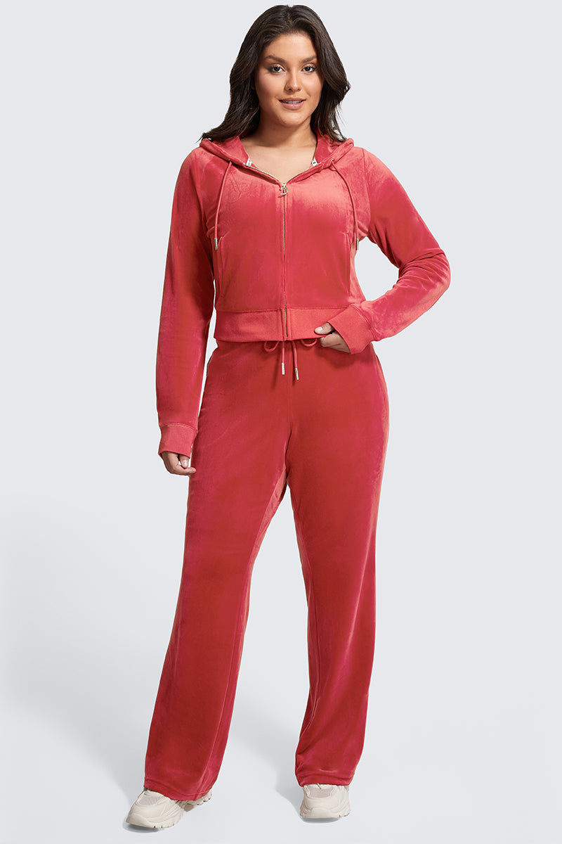 Plus-Size OG Big Bling Velour Track Pants - Maraschino - Juicy Couture