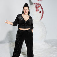 Plus-Size Bling Velour Cargo Pant