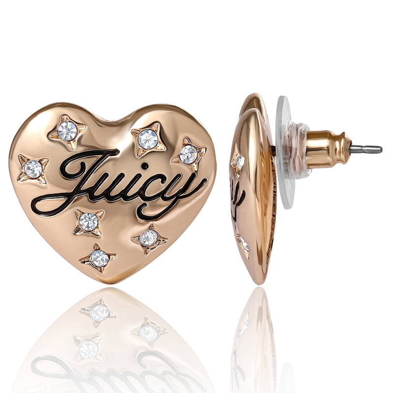 Juicy Crystal-Embellished Heart Stud Earrings
