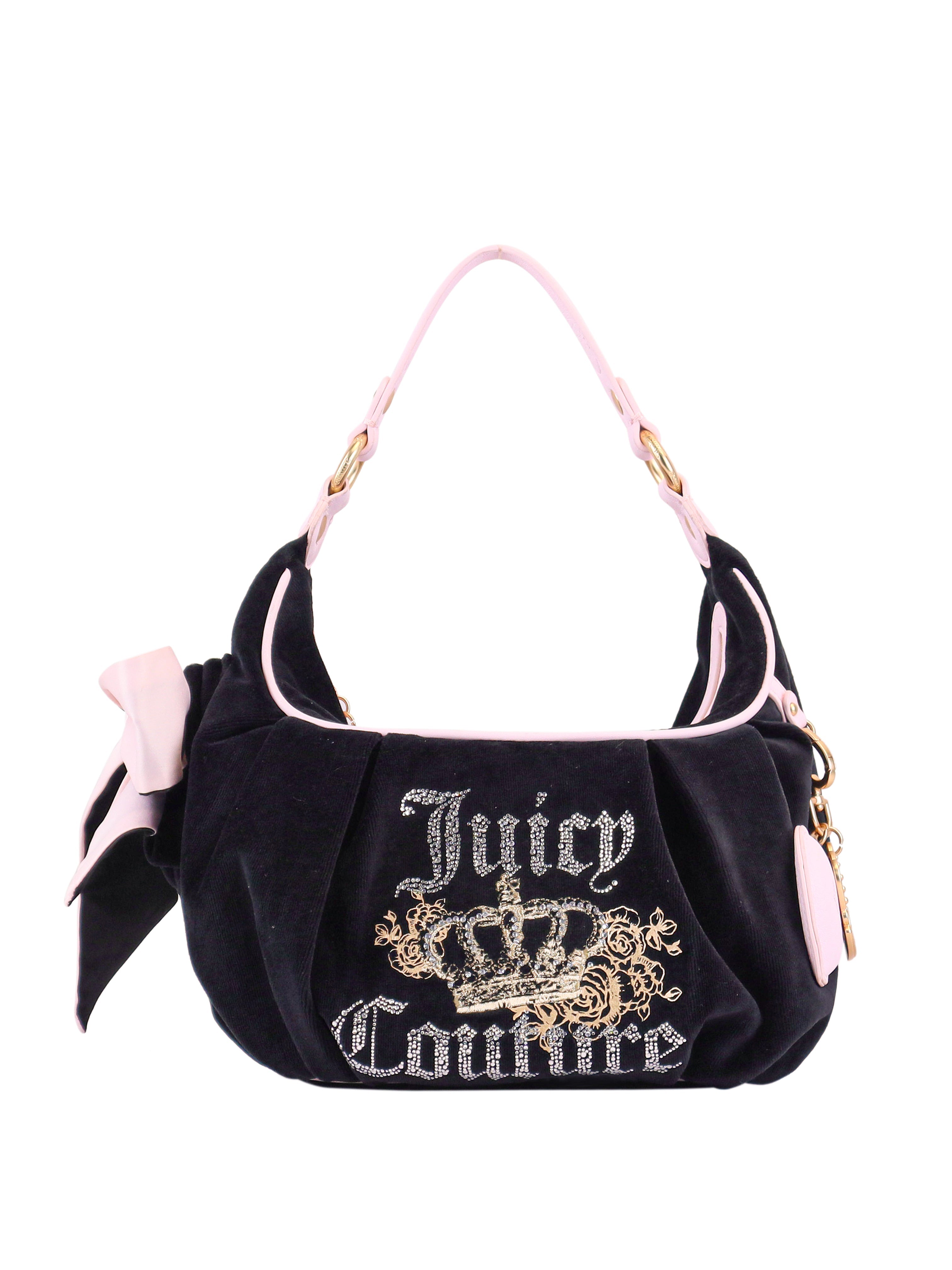 Juicy Couture 黒 ベロアハンドバッグ Royal Bloom Hobo Bag – Juicy Couture