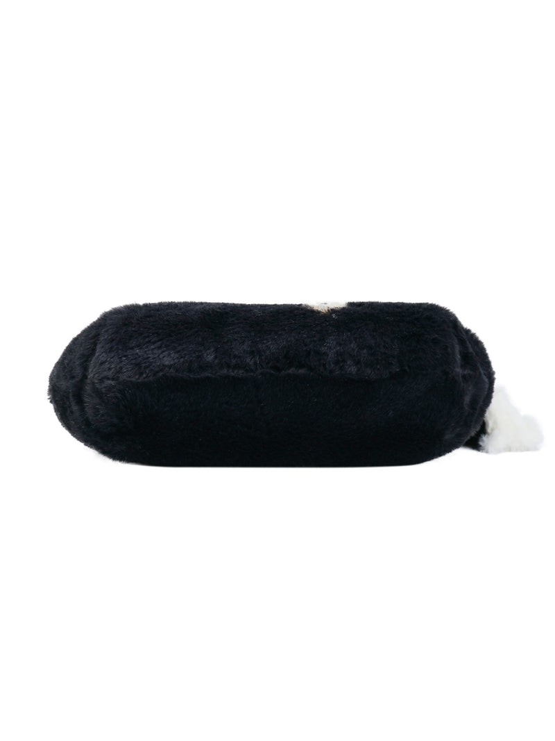 Viva La Juicy Hobo Bag in black faux fur with a white accent, designed in a classic everyday silhouette.