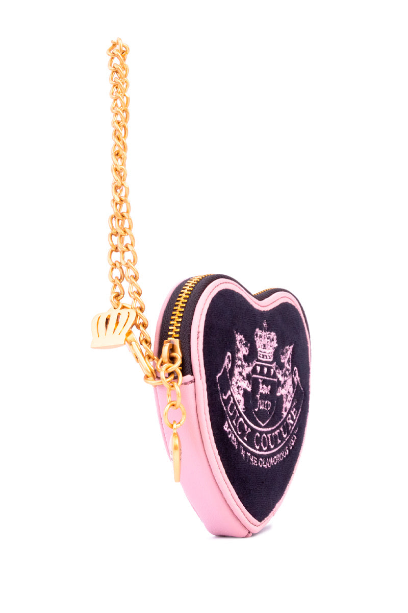 Heritage Core Heart Zip Around Wallet - Liquorice/Dusty Blush - Juicy Couture